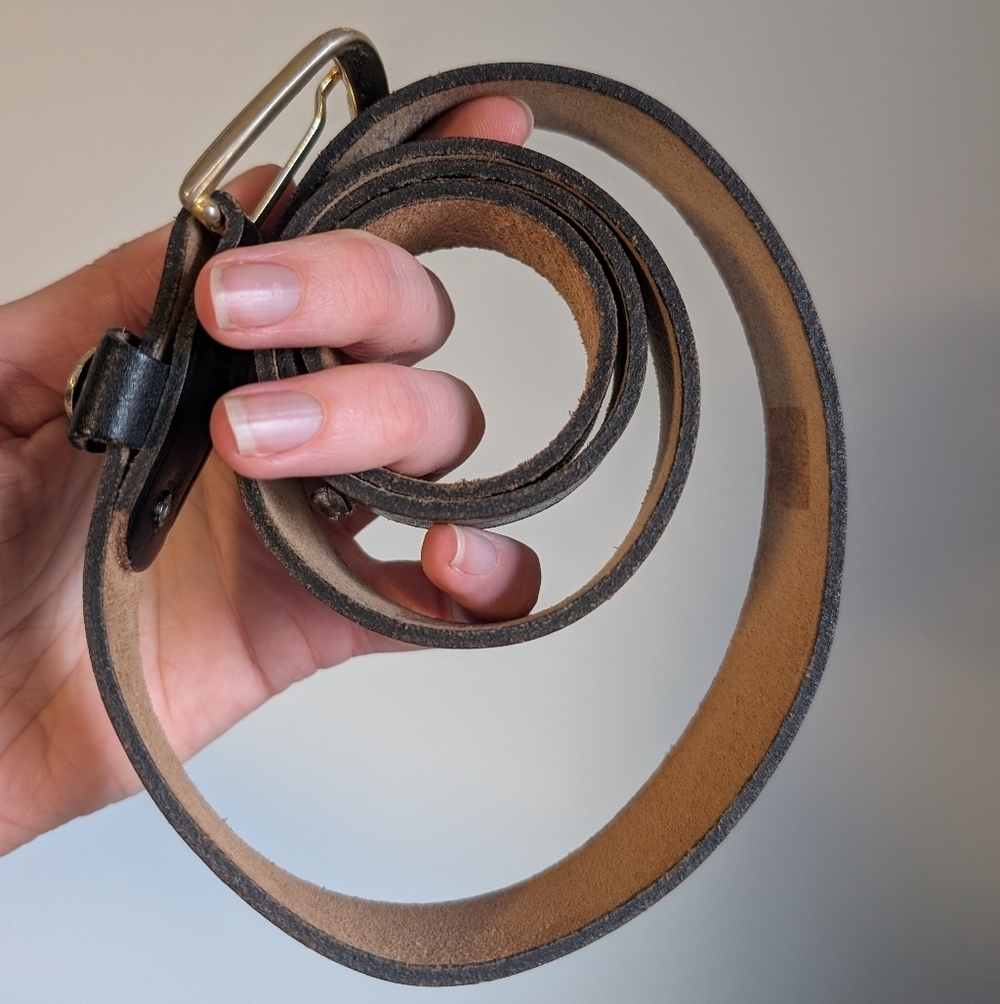 Vintage Andros Gold And Black Leather Belt - Picture 2 of 4